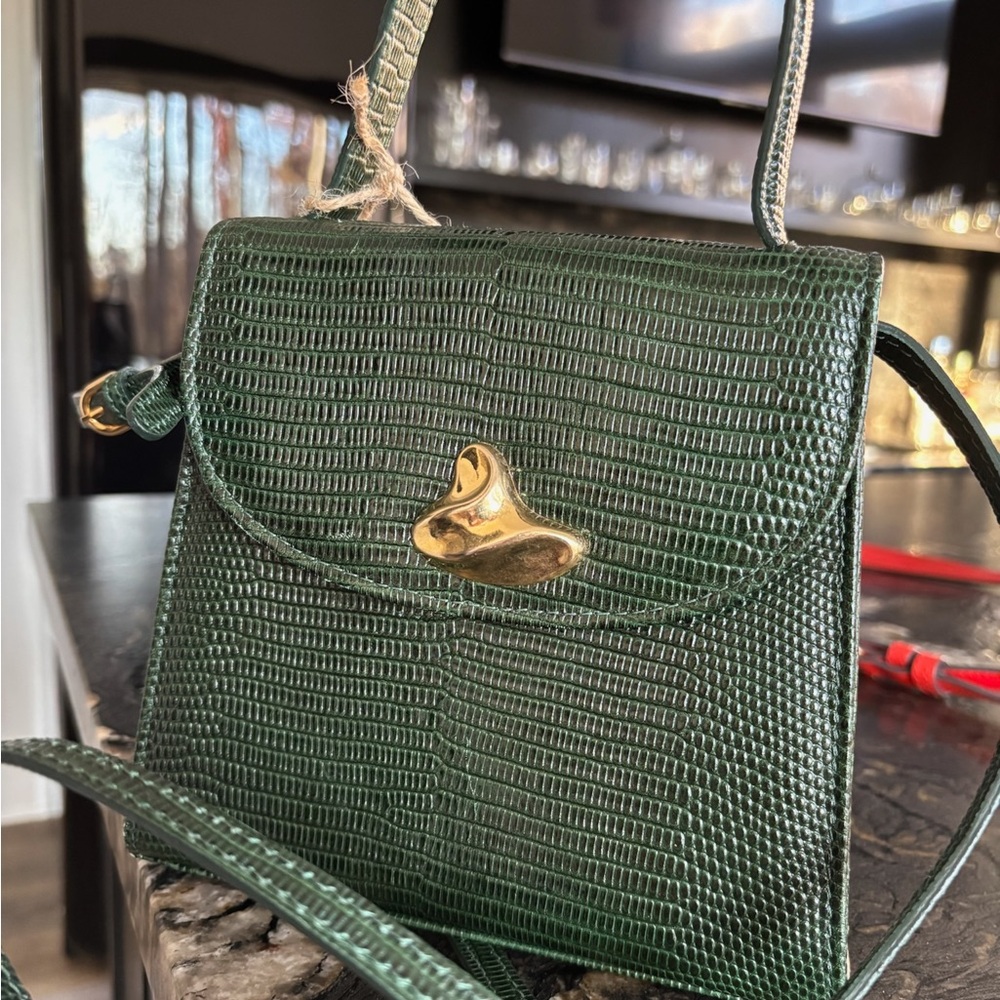Little Liffner Green Snakeskin Handbag